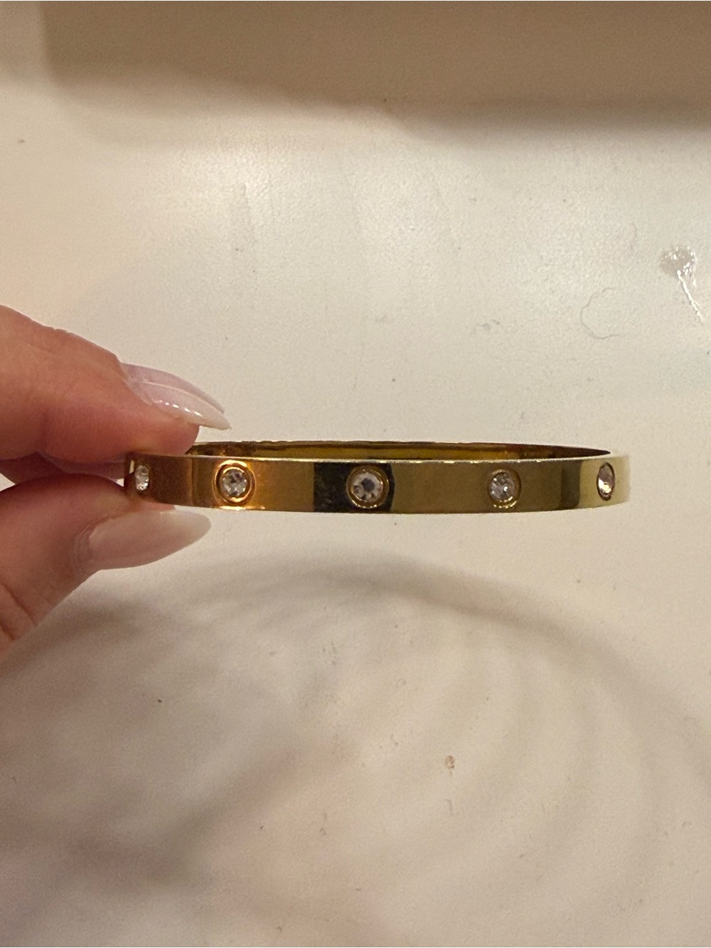 Gold Crystal-Accented Women’s Bangle Bracelet